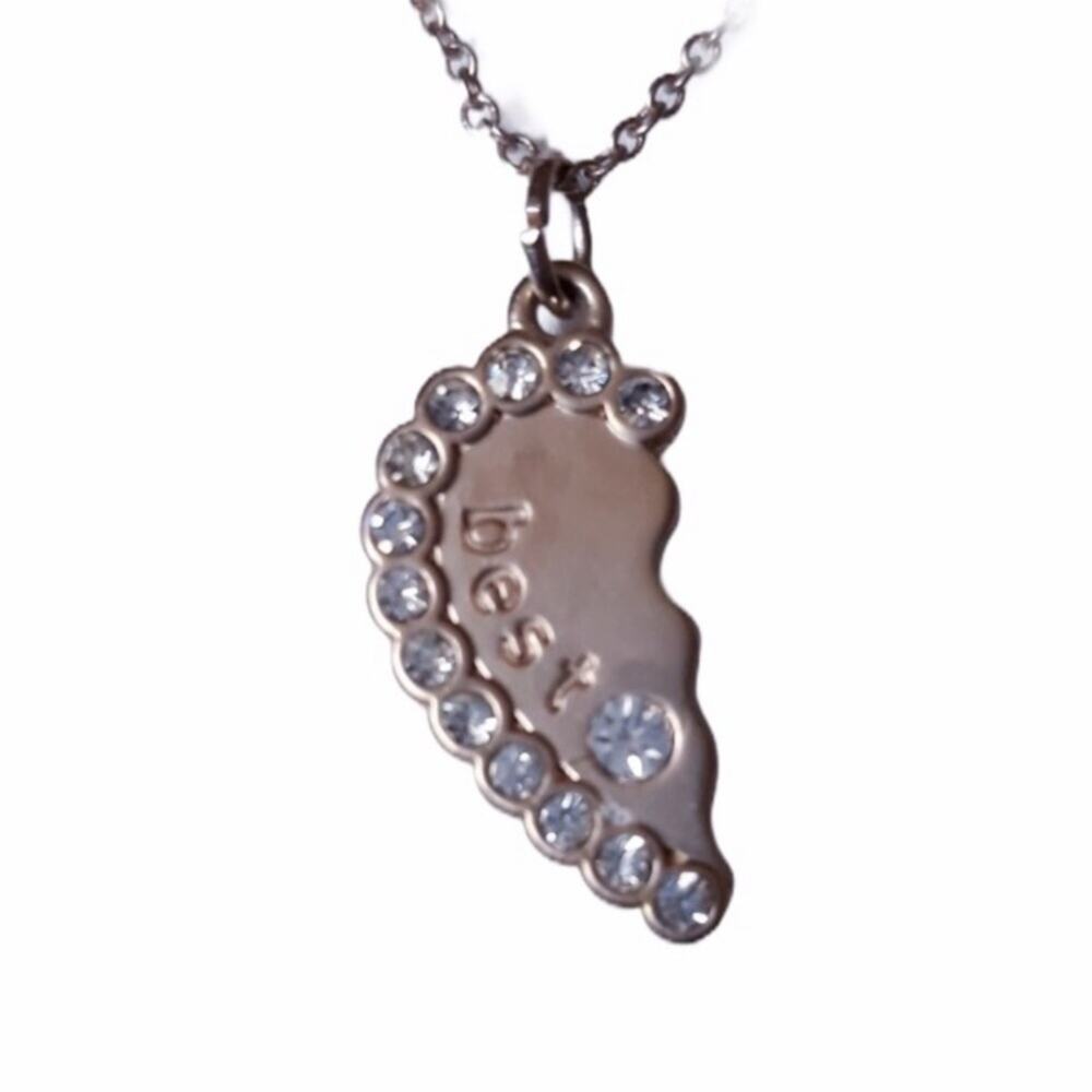Best Friends Half Heart Gold Rhinestone Necklace